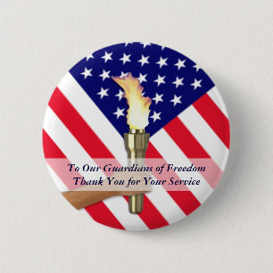 Veteran and Active Duty Military Thanks 2 Inch Round Button