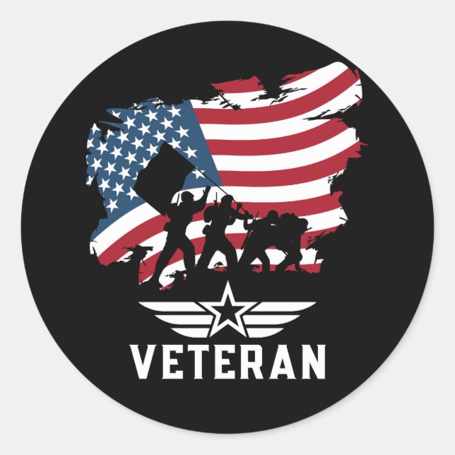 Veteran Army Classic Round Sticker (Front)