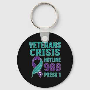 Veteran Awareness Prevention Hotline 988 Press 1 Keychain