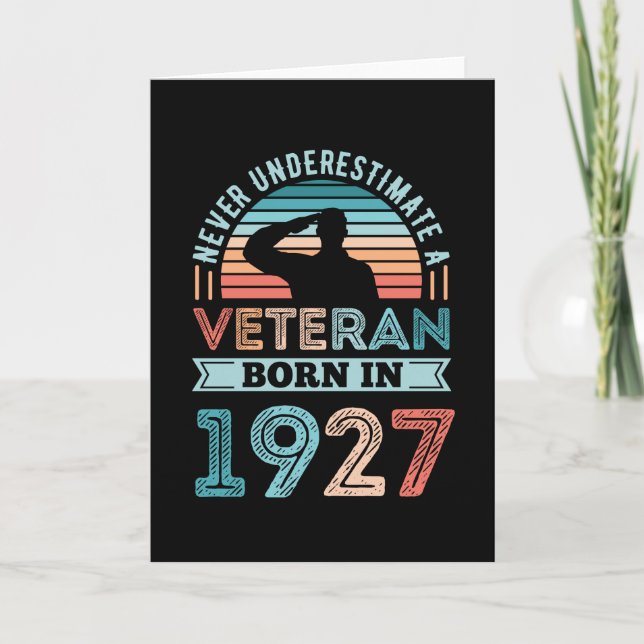 Veteran born 1927 100th Birthday Military Gift Card (Front)