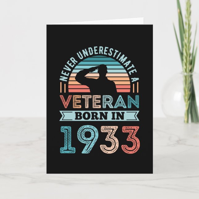 Veteran born 1933 90th Birthday Military Gift Card (Front)