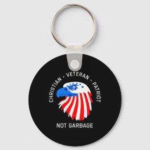 Veteran Christian Veteran Patriot Not Garbage Keychain