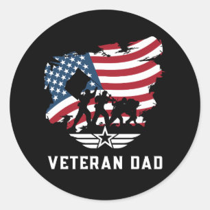 Veteran Dad Classic Round Sticker