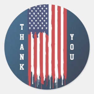 Veteran Day American Flag Thank You Classic Round Sticker