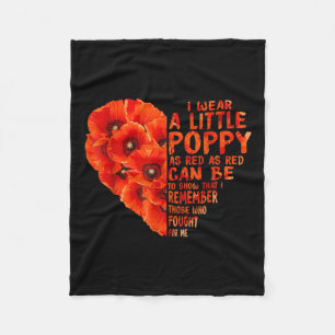 Veteran Day Lest We Forget Red Poppy Flower Usa Fleece Blanket