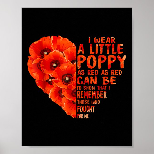 Veteran Day Lest We Forget Red Poppy Flower Usa Poster (Front)
