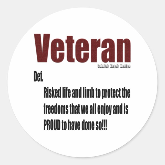 Veteran Definition Classic Round Sticker (Front)