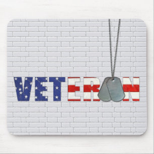 Veteran Dog Tags on Grey Brick Mouse Pad