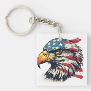 Veteran Eagle Gift – American Flag Design Keychain