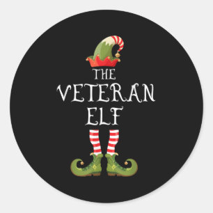 Veteran Elf Family Matching Group Christmas Us Arm Classic Round Sticker
