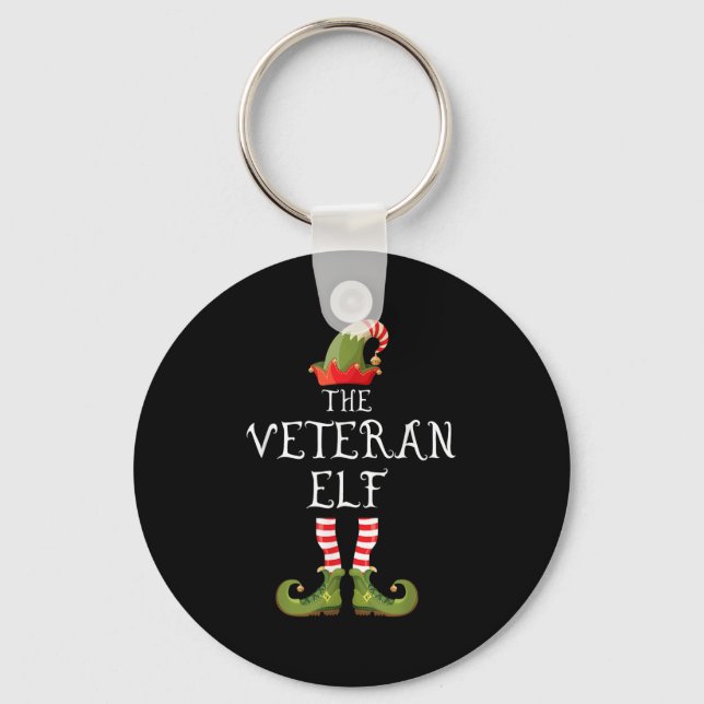 Veteran Elf Family Matching Group Christmas Us Arm Keychain (Front)
