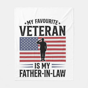 Veteran Father In Law Patriotic Vintage Quote Desi Fleece Blanket
