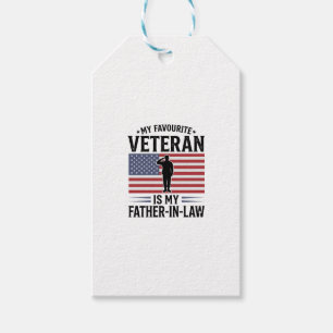 Veteran Father In Law Patriotic Vintage Quote Desi Gift Tags