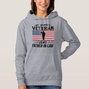 Veteran Father In Law Patriotic Vintage Quote Desi Hoodie