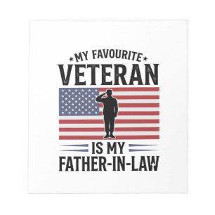 Veteran Father In Law Patriotic Vintage Quote Desi Notepad