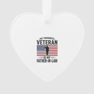 Veteran Father In Law Patriotic Vintage Quote Desi Ornament