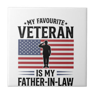 Veteran Father In Law Patriotic Vintage Quote Desi Tile
