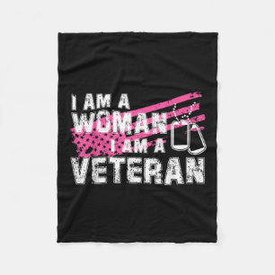 Veteran Female Pink Usa Flag Veterans Day Fleece Blanket