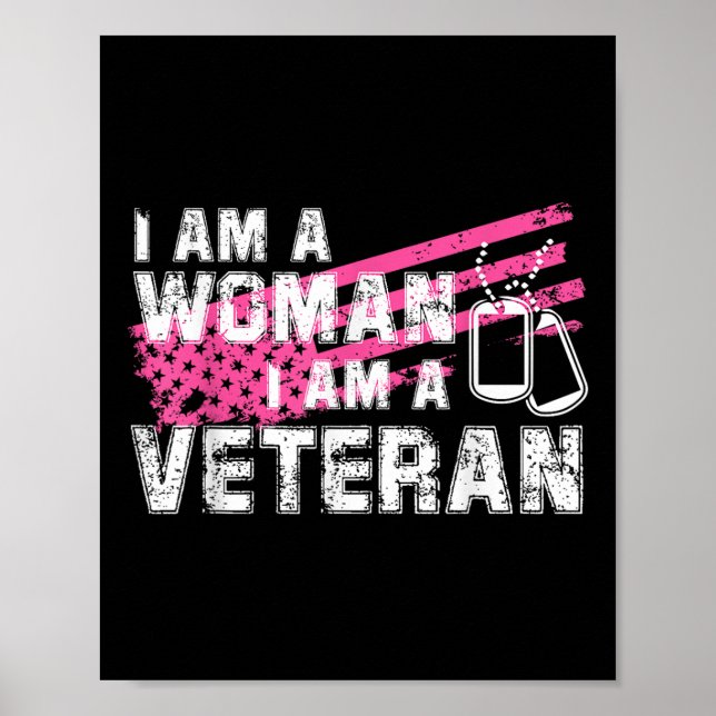 Veteran Female Pink Usa Flag Veterans Day Poster (Front)