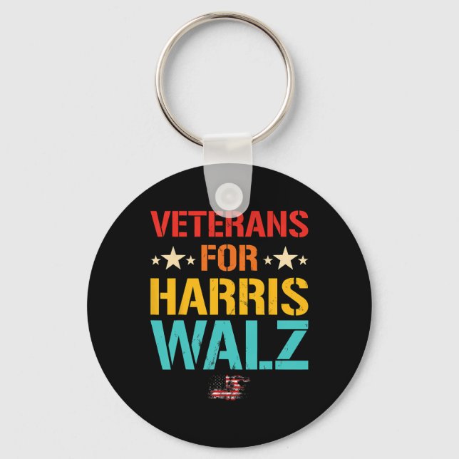 Veteran For Harris Wheimer Waltz Usa Flag  Keychain (Front)
