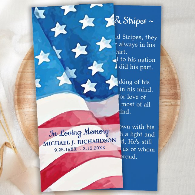 Veteran Funeral Prayer Bookmark American Flag  (Creator Uploaded)