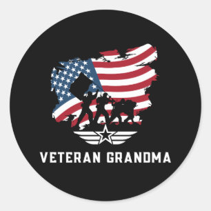 Veteran Grandma Classic Round Sticker