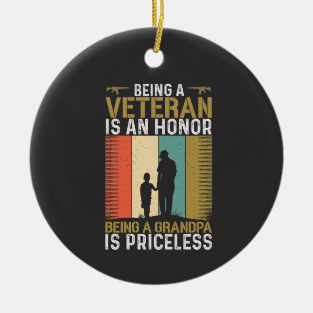 Veteran Grandpa Ceramic Ornament (Front)