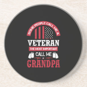 Veteran Grandpa   Patriotic Military Tribute Coaster