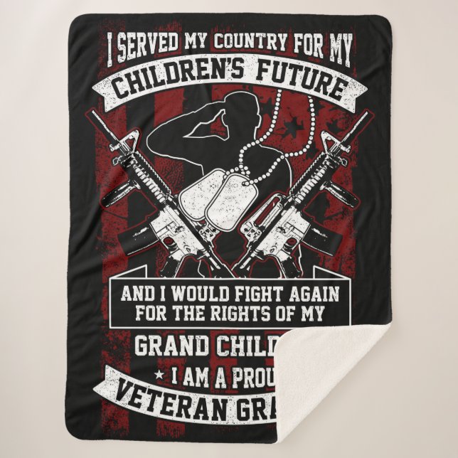 Veteran Grandpa Sherpa Blanket (Front)