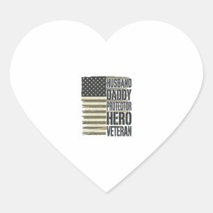 Veteran Husband Daddy Protector Hero Flag Shirt De Heart Sticker