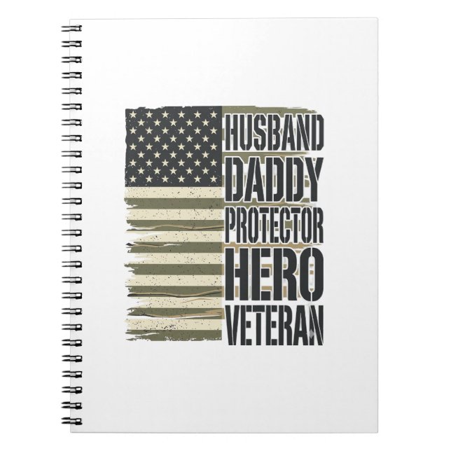 Veteran Husband Daddy Protector Hero Flag Shirt De Notebook (Front)