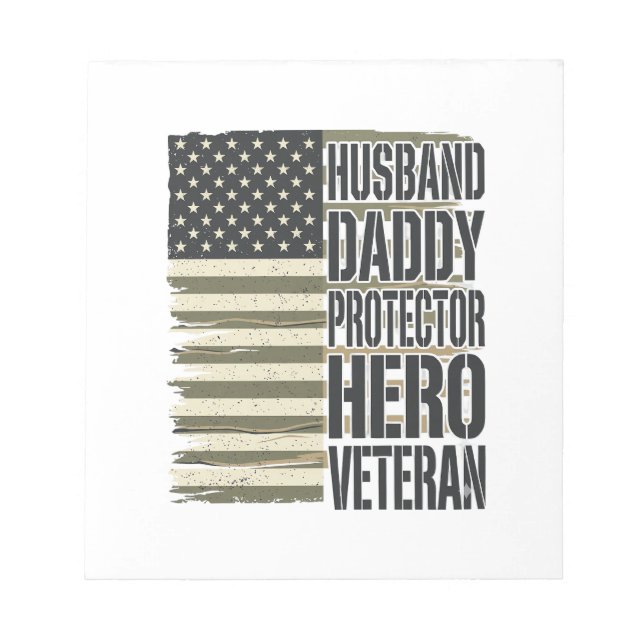 Veteran Husband Daddy Protector Hero Flag Shirt De Notepad (Front)