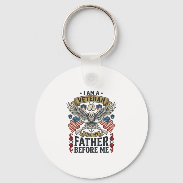Veteran Like My Father Before Me Eagle Keychain (Front)
