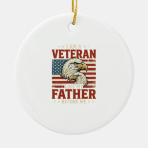 Veteran Like My Father Before Me Eagle T-Shirt_1 Ceramic Ornament
