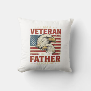 Veteran Like My Father Before Me Eagle T-Shirt_1 Throw Pillow