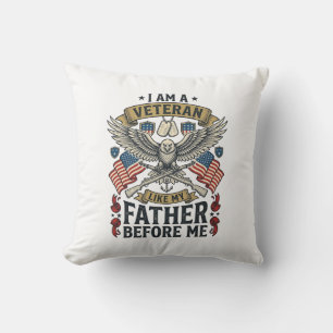Veteran Like My Father Before Me Eagle Throw Pillow
