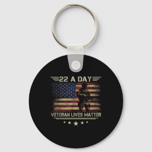 Veteran Lives 22 Day Suicide Awareness Ptsd Vetera Keychain
