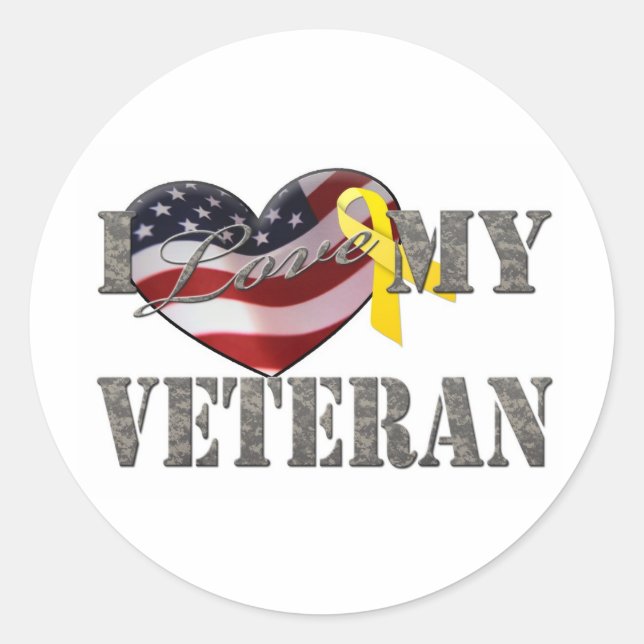 Veteran Love Classic Round Sticker (Front)
