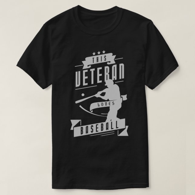 Veteran Loves Baseball T-Shirt (Design Front)