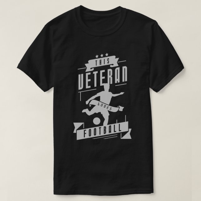 Veteran Loves Football T-Shirt (Design Front)