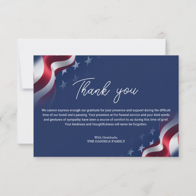 Veteran Memorial Thank You Note Card (Front)