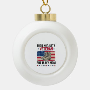Veteran Mom Patriotic Military Boots Shirt Design_ Ceramic Ball Christmas Ornament