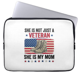 Veteran Mom Patriotic Military Boots Shirt Design_ Laptop Sleeve