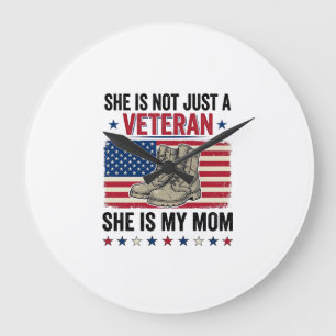 Veteran Mom Patriotic Military Boots Shirt Design_ Large Clock