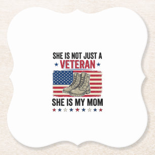 Veteran Mom Patriotic Military Boots Shirt Design_ Paper Coaster