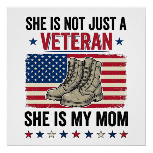 Veteran Mom Patriotic Military Boots Shirt Design_ Poster