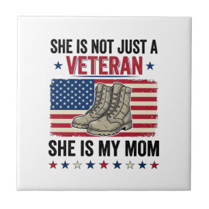 Veteran Mom Patriotic Military Boots Shirt Design_ Tile