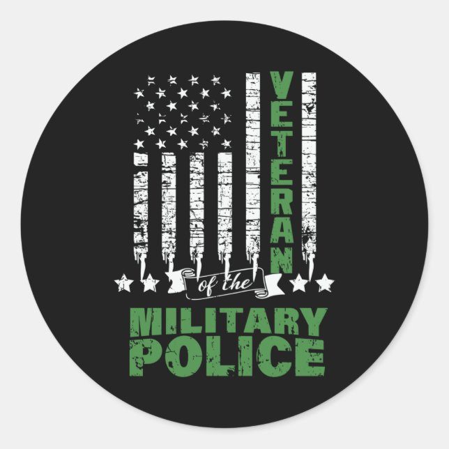 Veteran Of The Military Police -US Flag Classic Round Sticker (Front)