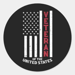 Veteran Of The United States US Flag Memorial Day  Classic Round Sticker