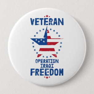 Veteran – Operation Iraqi Freedom   Patriotic 4 Inch Round Button